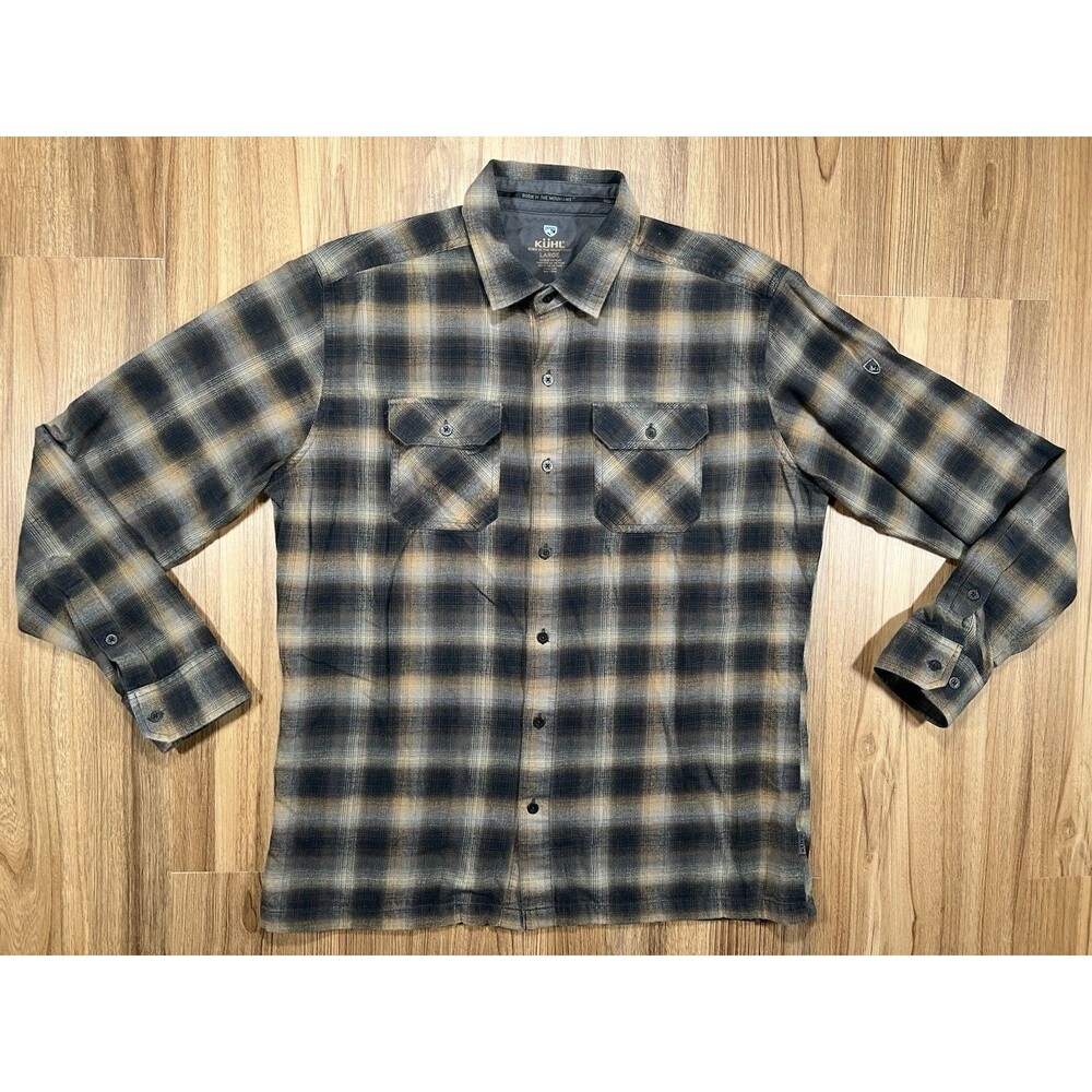 Kuhl Dillinger Flannel Shadow Plaid Button Up Shirt Mens Size Large 7186